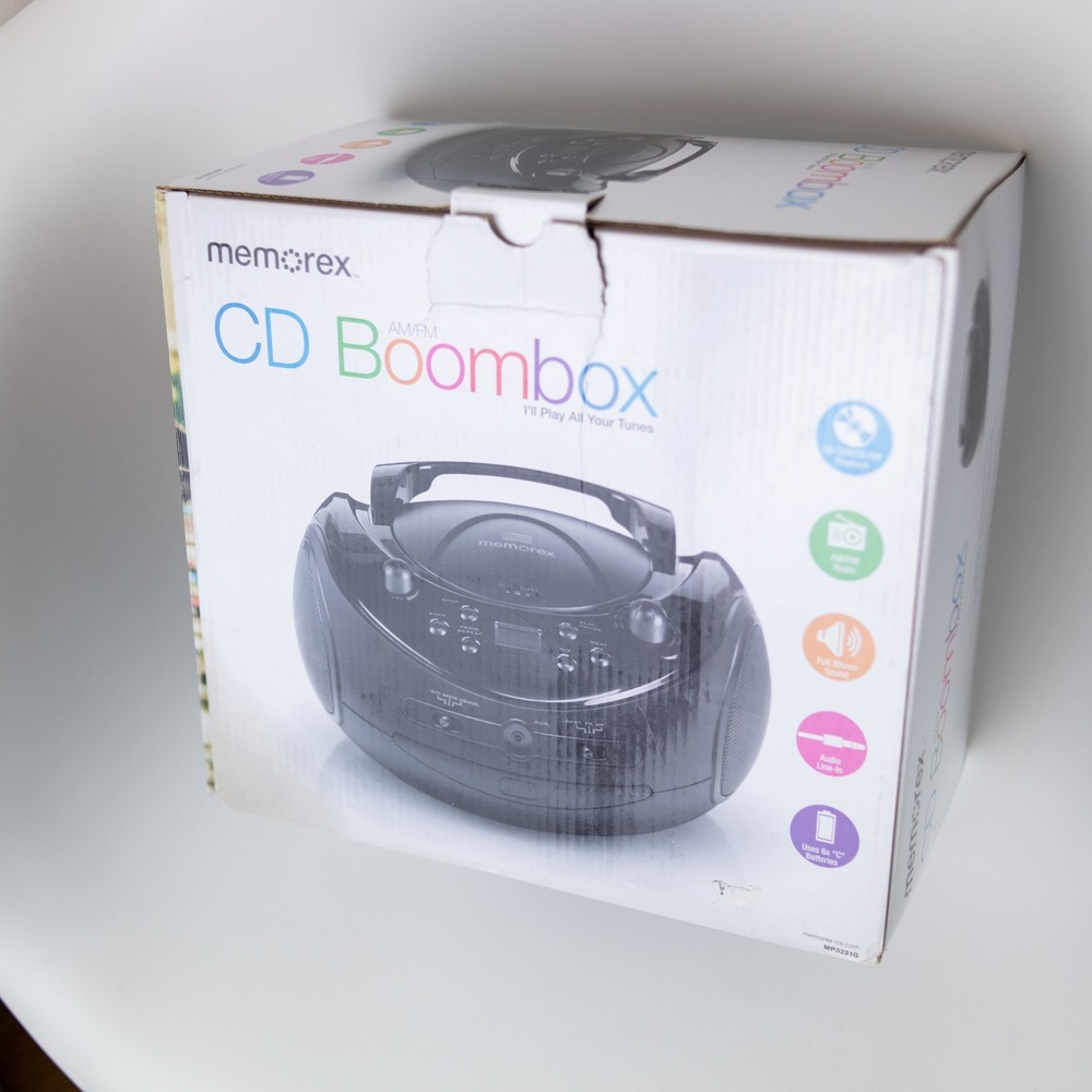 Memorex MP3221G Portable Black AM FM CD Boombox Radio *NEW* Boom Box